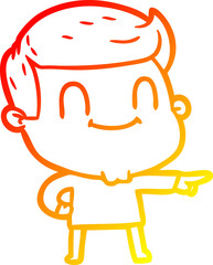 warm gradient line drawing of a cartoon friendly man