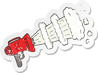 retro distressed sticker of a cartoon loud hailer