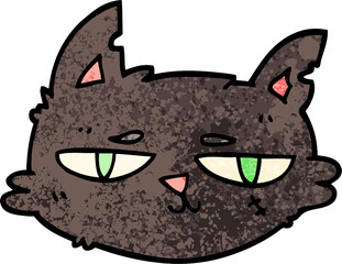 Fototapeta na wymiar grunge textured illustration cartoon tough cat face