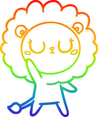 rainbow gradient line drawing of a cartoon lion