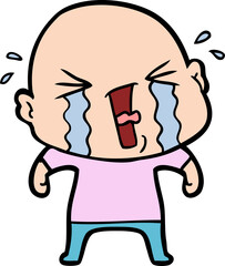cartoon crying bald man