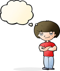 cartoon smug looking man with thought bubble