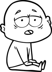 cartoon tired bald man