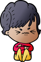 Obraz premium cartoon frustrated woman