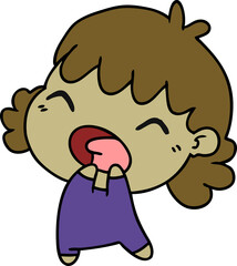 freehand drawn cartoon of cute kawaii baby girl