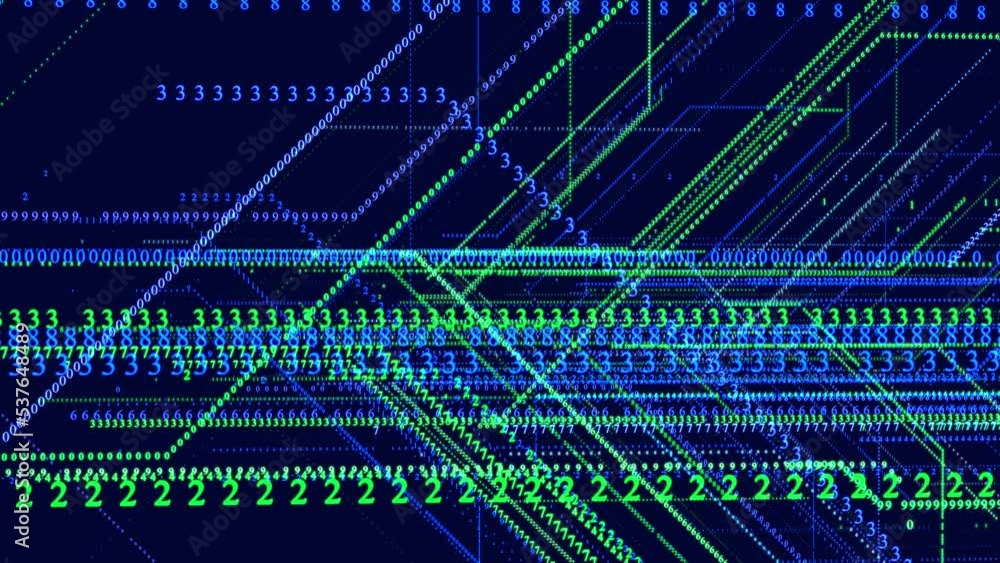Poster symbols form lines, lines form grid. vj loop hologram abstract bg blue green sci fi theme, informati