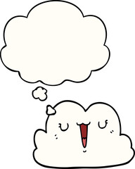 cute cartoon cloud with thought bubble