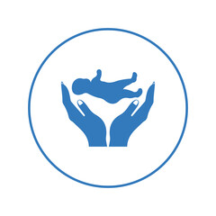 Obraz premium Newborn baby on hand icon | Circle version icon |