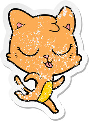 Obraz na płótnie Canvas distressed sticker of a cartoon cat running