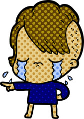 cartoon crying girl accusing