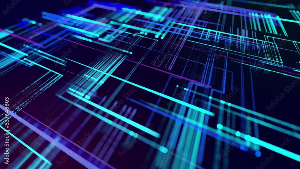 Poster info concept lines and nodes. vj loop hologram abstract background sci fi theme, information blocks,