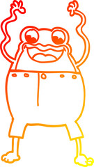 warm gradient line drawing of a cartoon frog