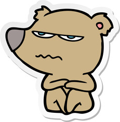 sticker of a angry bear cartoon