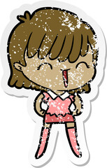 distressed sticker of a cartoon woman
