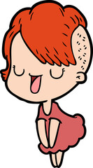 cute cartoon girl with hipster haircut