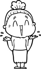 cartoon happy old lady