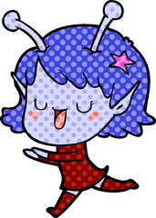 happy alien girl cartoon
