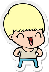 sticker of a happy cartoon boy