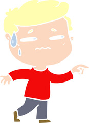 flat color style cartoon anxious man pointing