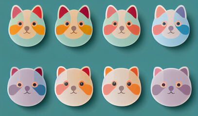 Fototapeta premium Pattern of little funny animals. Watercolour.