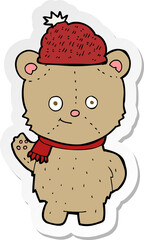 Fototapeta premium sticker of a cartoon bear in hat