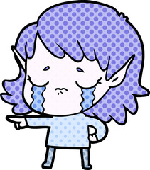 cartoon crying elf girl