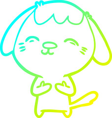 cold gradient line drawing of a happy cartoon dog