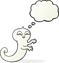freehand drawn thought bubble cartoon ghost