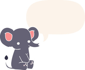 cartoon elephant with speech bubble in retro style