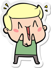 sticker of a cartoon excited man