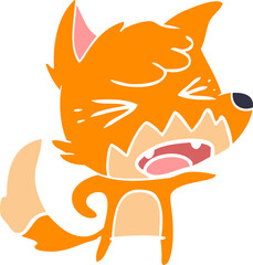angry flat color style cartoon fox