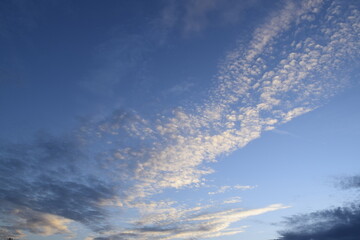 Blue evening sky with clouds texture
