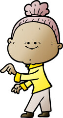 cartoon happy old woman