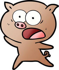 Obraz premium cartoon pig shouting