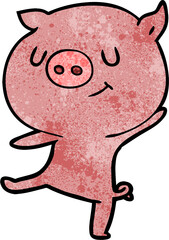 happy cartoon pig