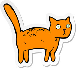 sticker of a cartoon frightened cat