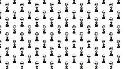 pattern in the form of various monsters on a white background 3d-rendering