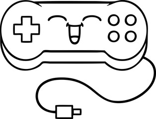 line drawing cartoon of a game controller