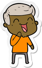 sticker of a cartoon man laughing