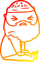 warm gradient line drawing of a cartoon man with beard