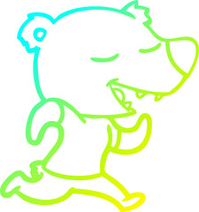 cold gradient line drawing of a cartoon bear