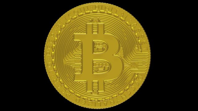 Orthographic 4k HD Bitcoin MP4 Video, Spinning Coin, Cryptocurrency, PNG, Transparent Background, Ethereum, Crypto, Doge, Market, Gold, Silver