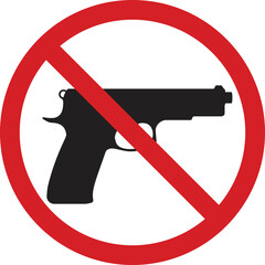 Prohibiting sign for gun. No gun sign.