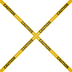 Vector Black and Yellow Warning, Danger Stop Tape Isolated on White Square Background. Crossed Danger, Caution Tape Sign, Fencing, Warning, Prohibition Design Template