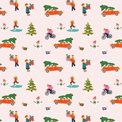 christmass pattern of winter city life