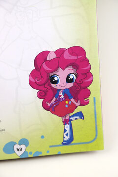 Pinkie Pie. Magazine with the characters of Equestria Girls. My little Pony. TV series. Illustration. Modern and fashion girls. Teenagers.