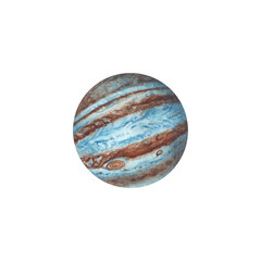 Watercolor jupiter planet isolated on white background.