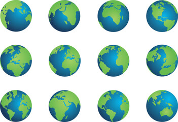 A collection of vector globes for artwork compositions and presentations.