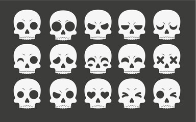 Halloween set skulls Silhouette