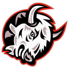 illustration of an angry bison head ready to attack set inside a circle